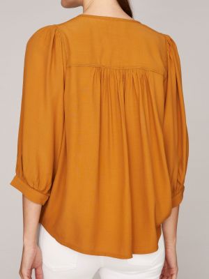 Hellbraune Bluse mit Puffärmeln Hellbraune Bluse mit Puffärmeln