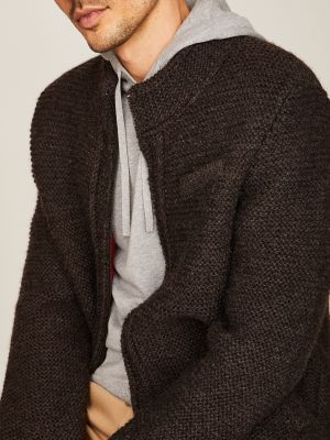 Dunkelbraune Strickjacke mit Kontrastfutter Dunkelbraune Strickjacke mit Kontrastfutter