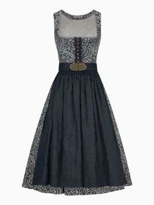 Dunkelblaues Dirndl mit Denim-Optik-Schürze Dunkelblaues Dirndl mit Denim-Optik-Schürze