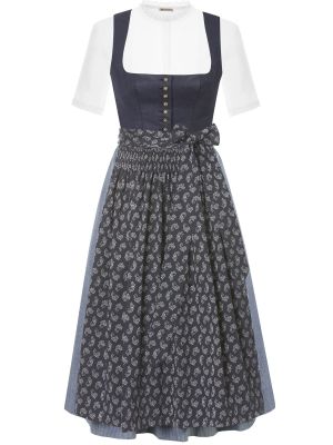 Blaues Dirndl mit floraler Dirndlschürze Blaues Dirndl mit floraler Dirndlschürze