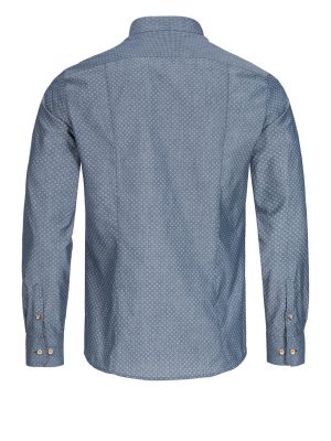 Blaues Trachtenhemd mit weißem Muster Blaues Trachtenhemd mit weißem Muster