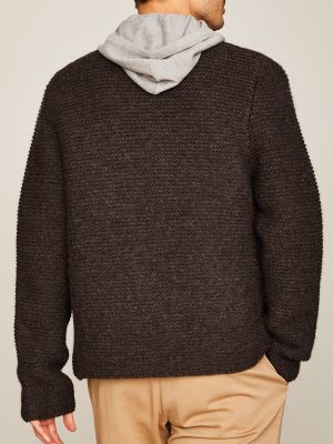 Dunkelbraune Strickjacke mit Kontrastfutter Dunkelbraune Strickjacke mit Kontrastfutter