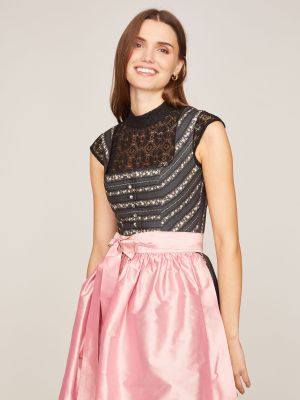 grau-rosa gestreiftes Dirndl mit rosa Schürze grau-rosa gestreiftes Dirndl mit rosa Schürze