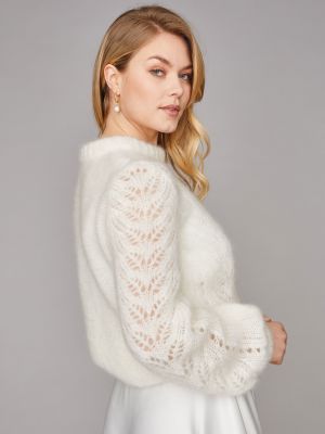 Braut-Pullover aus Mohair mit Ajourmuster Braut-Pullover aus Mohair mit Ajourmuster