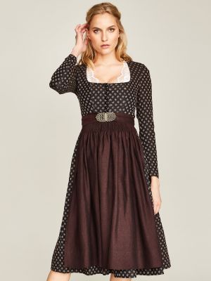 Dunkelblaues Langarm-Dirndl mit Blumenmuster Dunkelblaues Langarm-Dirndl mit Blumenmuster