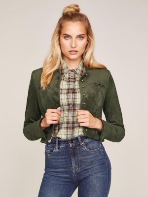 Khaki grüner Janker aus Kunstwildleder Khaki grüner Janker aus Kunstwildleder