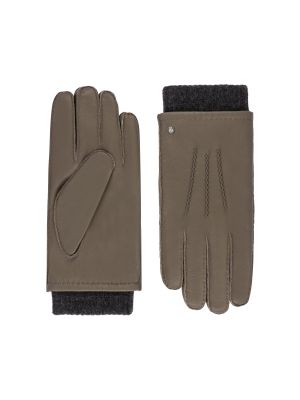 Khakifarbener Handschuhe mit Woll-Manschette
