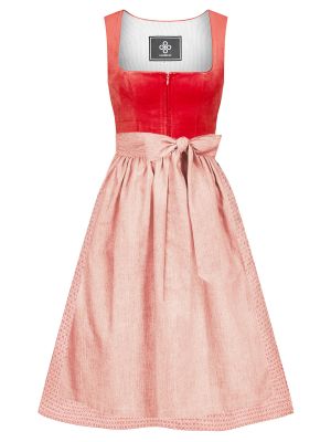 Korallenrotes Dirndl mit zwei Schürzen Korallenrotes Dirndl mit zwei Schürzen