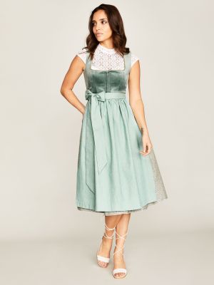 Salbeigrünes Dirndl mit zwei Schürzen Dirndl Imani Seafoam