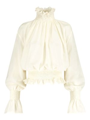Elegante Bluse in Eierschale mit elastischen Einsätzen Elegante Bluse in Eierschale mit elastischen Einsätzen