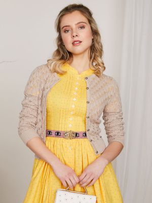 Beige Strickjacke mit Lochstrickmuster Beige Strickjacke mit Lochstrickmuster