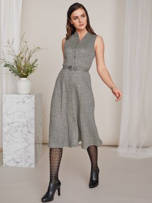 Ärmelloses Midi-Kleid mit Rautenmuster Ärmelloses Midi-Kleid mit Rautenmuster