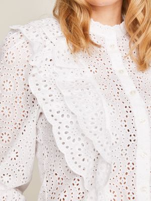 Weiße Bluse mit Volants Weiße Bluse mit Volants