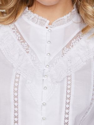 Weiße Bluse mit Volantborte Weiße Bluse mit Volantborte
