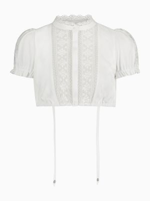 Weiße Dirndlbluse mit Puffärmeln und Häkelspitze Weiße Dirndlbluse mit Puffärmeln und Häkelspitze