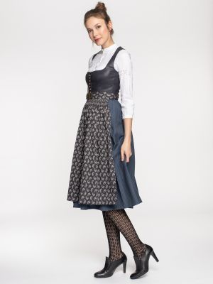 Blaues Dirndl mit floraler Dirndlschürze Blaues Dirndl mit floraler Dirndlschürze