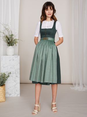 Grünes Dirndl mit quadratischem Webmuster Grünes Dirndl mit quadratischem Webmuster