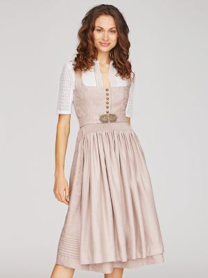 Hellrosafarbenes Dirndl mit Leinenschürze Hellrosafarbenes Dirndl mit Leinenschürze