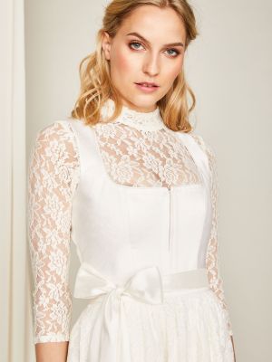 Langes Hochzeits-Dirndl in Cremeweiß Langes Hochzeits-Dirndl in Cremeweiß