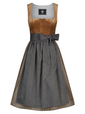 Karamellfarbenes Samt-Dirndl mit zwei Schürzen Karamellfarbenes Samt-Dirndl mit zwei Schürzen