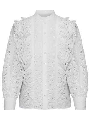 Weiße Bluse mit Volants Weiße Bluse mit Volants
