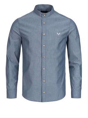 Blaues Trachtenhemd mit weißem Muster Blaues Trachtenhemd mit weißem Muster