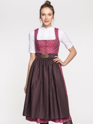 Stretch-Dirndl in Beere mit floralem Muster Stretch-Dirndl in Beere mit floralem Muster