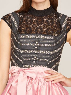 grau-rosa gestreiftes Dirndl mit rosa Schürze grau-rosa gestreiftes Dirndl mit rosa Schürze