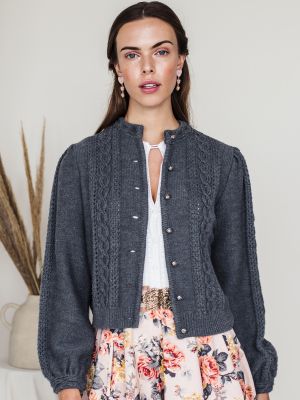 Zinngraue Oversized Strickjacke Zinngraue Oversized Strickjacke