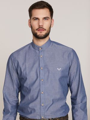 Blaues Trachtenhemd mit weißem Muster Blaues Trachtenhemd mit weißem Muster