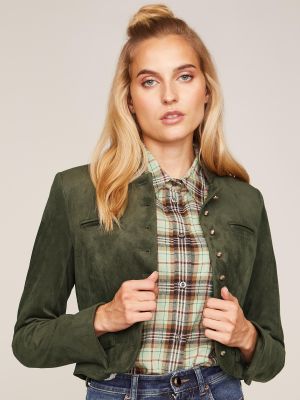 Khaki grüner Janker aus Kunstwildleder Khaki grüner Janker aus Kunstwildleder