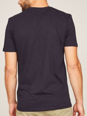 Dunkelblaues T-Shirt mit Logoprint auf der Brust