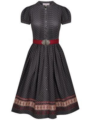 Schwarzes Kleid mit Streublumenmuster Schwarzes Kleid mit Streublumenmuster