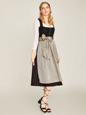 Schwarzes Dirndl mit grau-schimmernder Schürze Schwarzes Dirndl mit grau-schimmernder Schürze