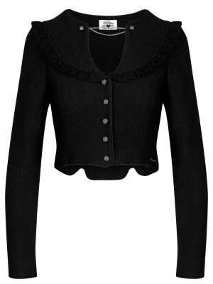 Schwarze Walkjacke mit Volanteinsätzen Schwarze Walkjacke mit Volanteinsätzen