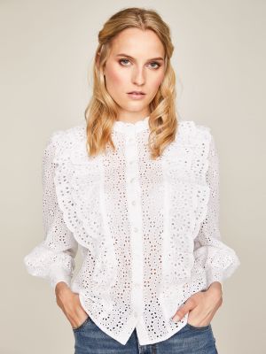 Weiße Bluse mit Volants Weiße Bluse mit Volants