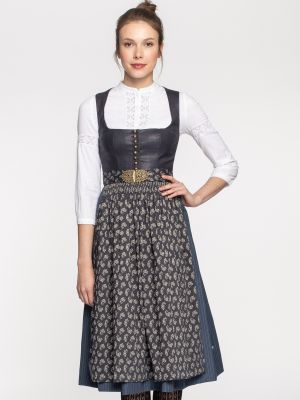 Blaues Dirndl mit floraler Dirndlschürze Blaues Dirndl mit floraler Dirndlschürze