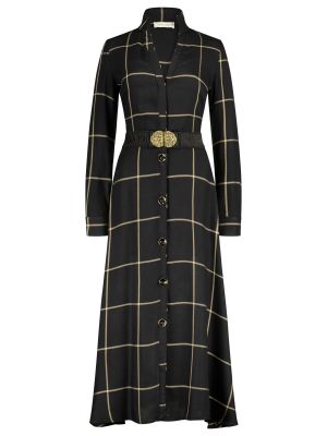 Schwarzes Blusenkleid mit Karomuster Schwarzes Blusenkleid mit Karomuster