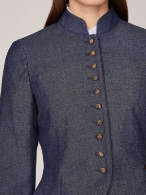 Denimfarbener Trachten-Blazer mit Stehkragen Denimfarbener Trachten-Blazer mit Stehkragen