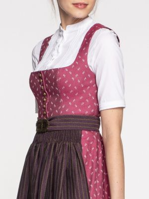 Stretch-Dirndl in Beere mit floralem Muster Stretch-Dirndl in Beere mit floralem Muster