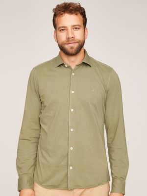 Schilfgrünes Jerseyhemd für Herren