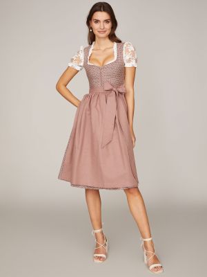 Geblümtes roséfarbenes Dirndl mit zwei Schürzen Geblümtes roséfarbenes Dirndl mit zwei Schürzen