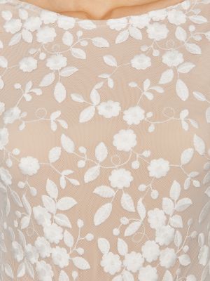 Langärmliger Braut-Body mit Blumen-Spitze und tiefem Rücken Langärmliger Braut-Body mit Blumen-Spitze und tiefem Rücken