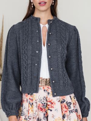 Zinngraue Oversized Strickjacke Zinngraue Oversized Strickjacke