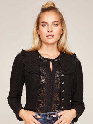 Schwarze Walkjacke mit Volanteinsätzen Schwarze Walkjacke mit Volanteinsätzen