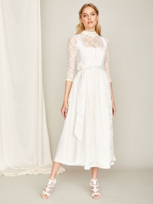 Langes Hochzeits-Dirndl in Cremeweiß Langes Hochzeits-Dirndl in Cremeweiß
