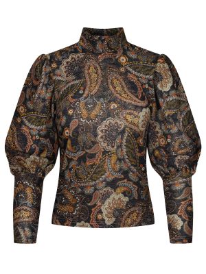 Langarm-Pullover mit Puffärmel im Paisley-Print