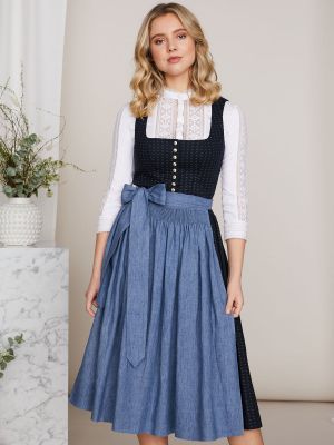 Nachtblaues Dirndl mit Leinenschürze Nachtblaues Dirndl mit Leinenschürze