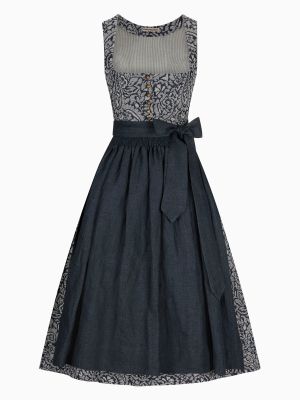 Dunkelblaues Dirndl mit Denim-Optik-Schürze Dunkelblaues Dirndl mit Denim-Optik-Schürze
