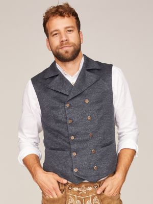 Schwarzblaue Stretch-Trachtenweste mit Reverskragen Schwarzblaue Stretch-Trachtenweste mit Reverskragen